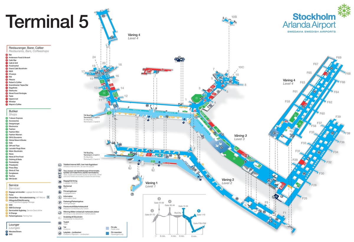 Stockholm airport terminal 5 mapě