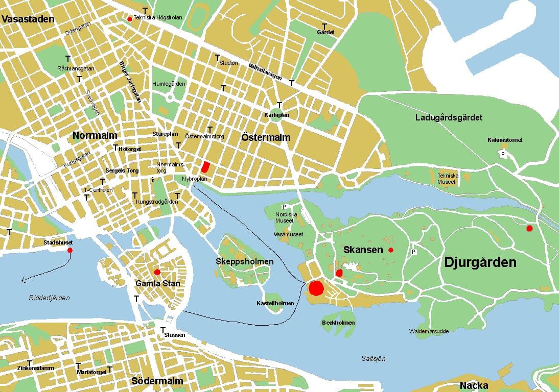 gamla stan Stockholm mapě
