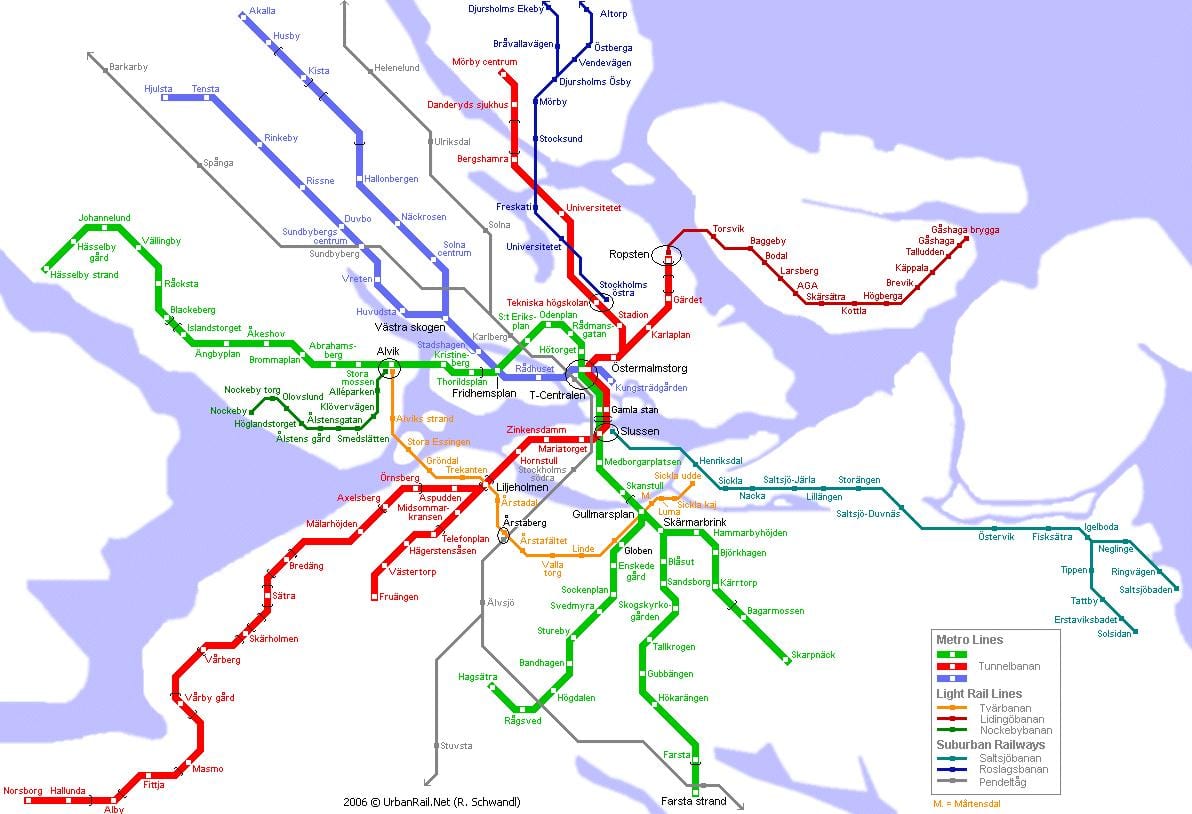 mapa pendeltåg mapu Stockholmu