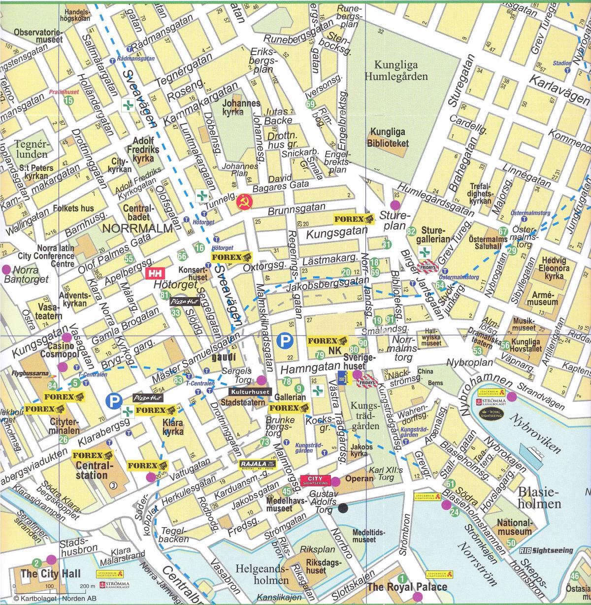 mapa Stockholm centrum města