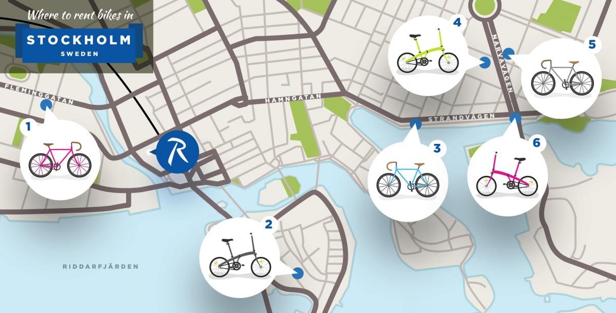 Stockholm city bikes mapě