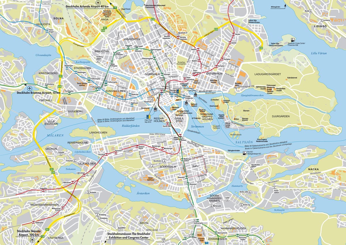 mapa města Stockholm