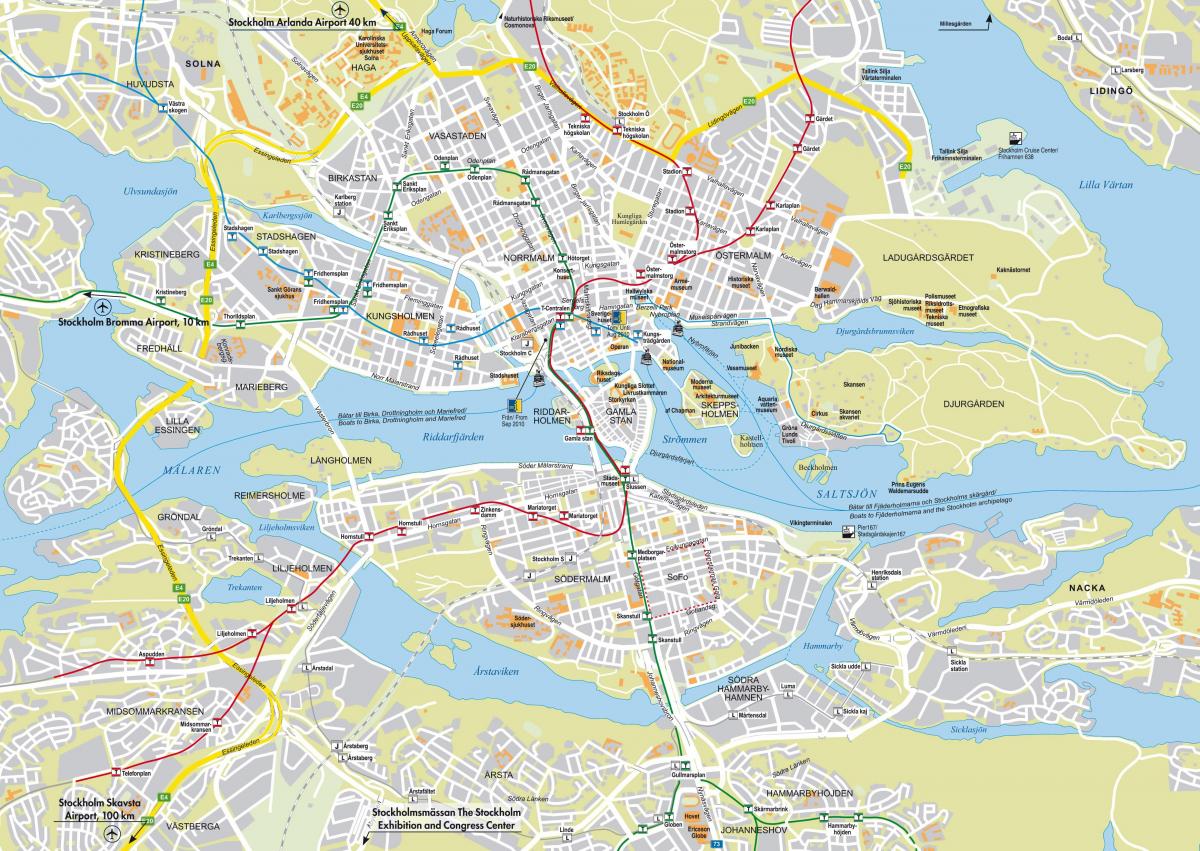 mapa města Stockholm