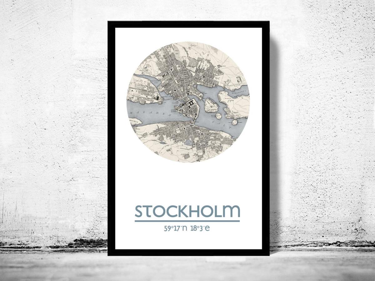 mapa Stockholmu, mapa, plakát