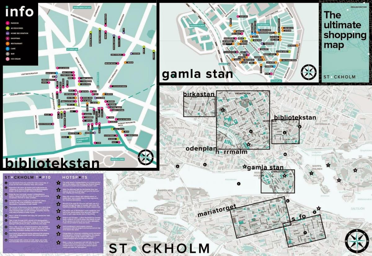 mapa Stockholmu nakupování