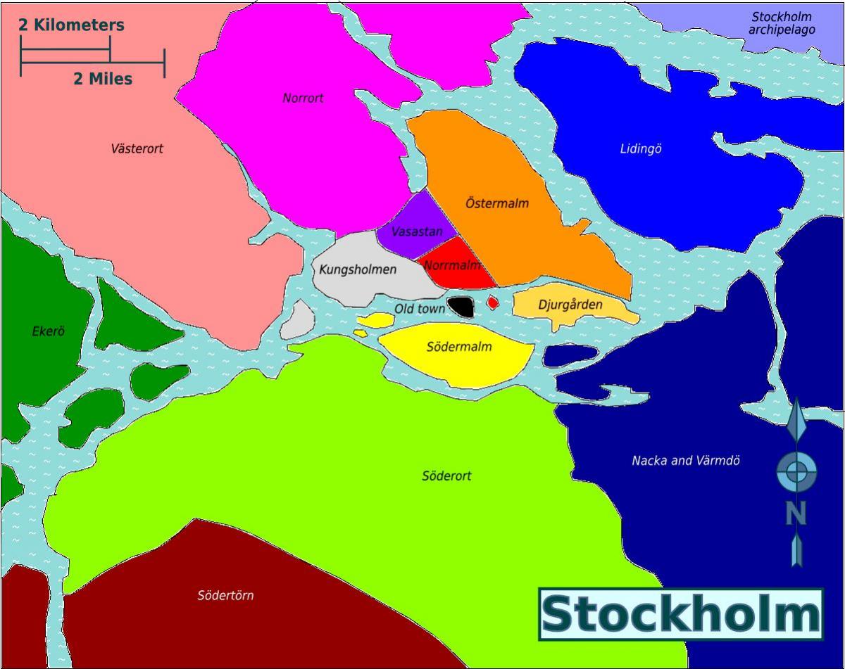 mapa Stockholmu okresů