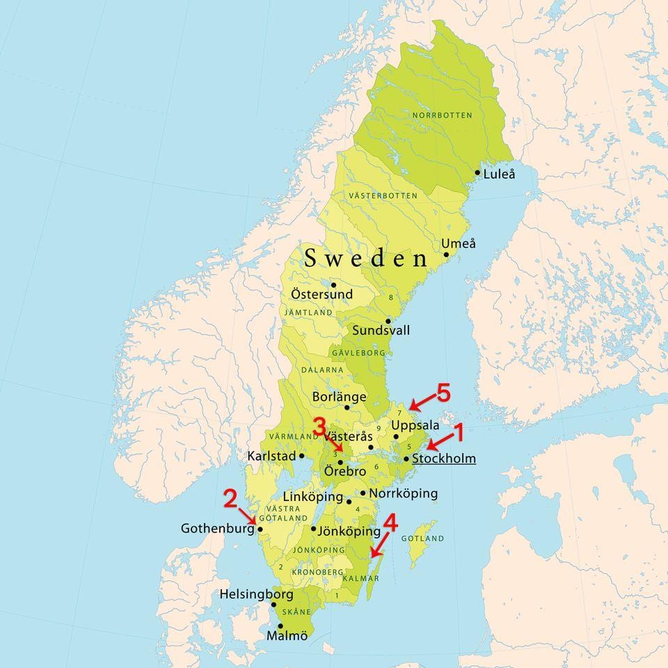mapa Stockholmu pláže