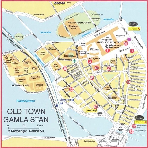 mapa staré město Stockholm, Švédsko