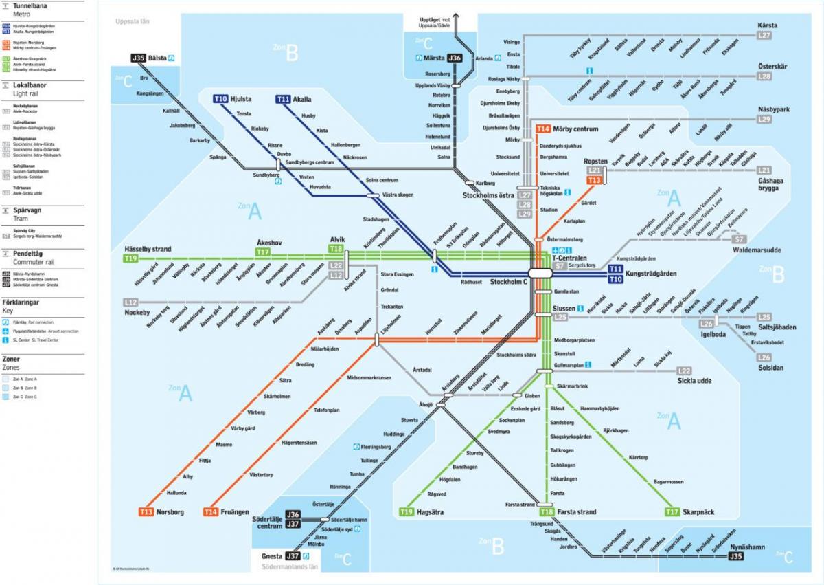 mapa Stockholmu tranzitu