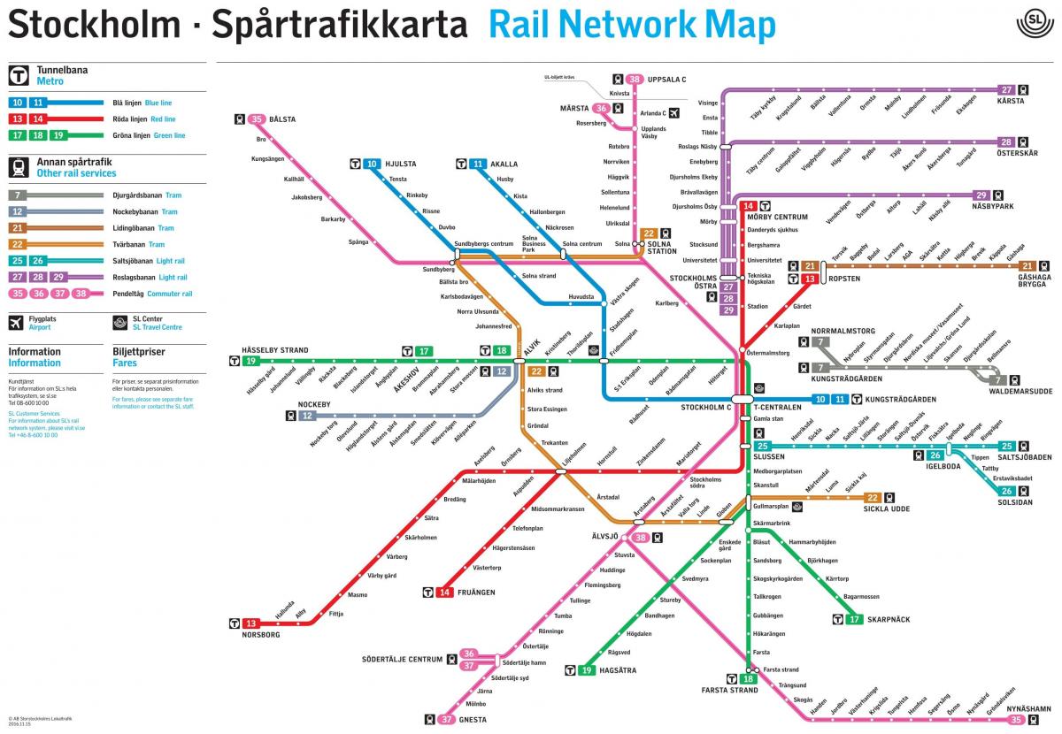 Stockholm železniční síť mapa