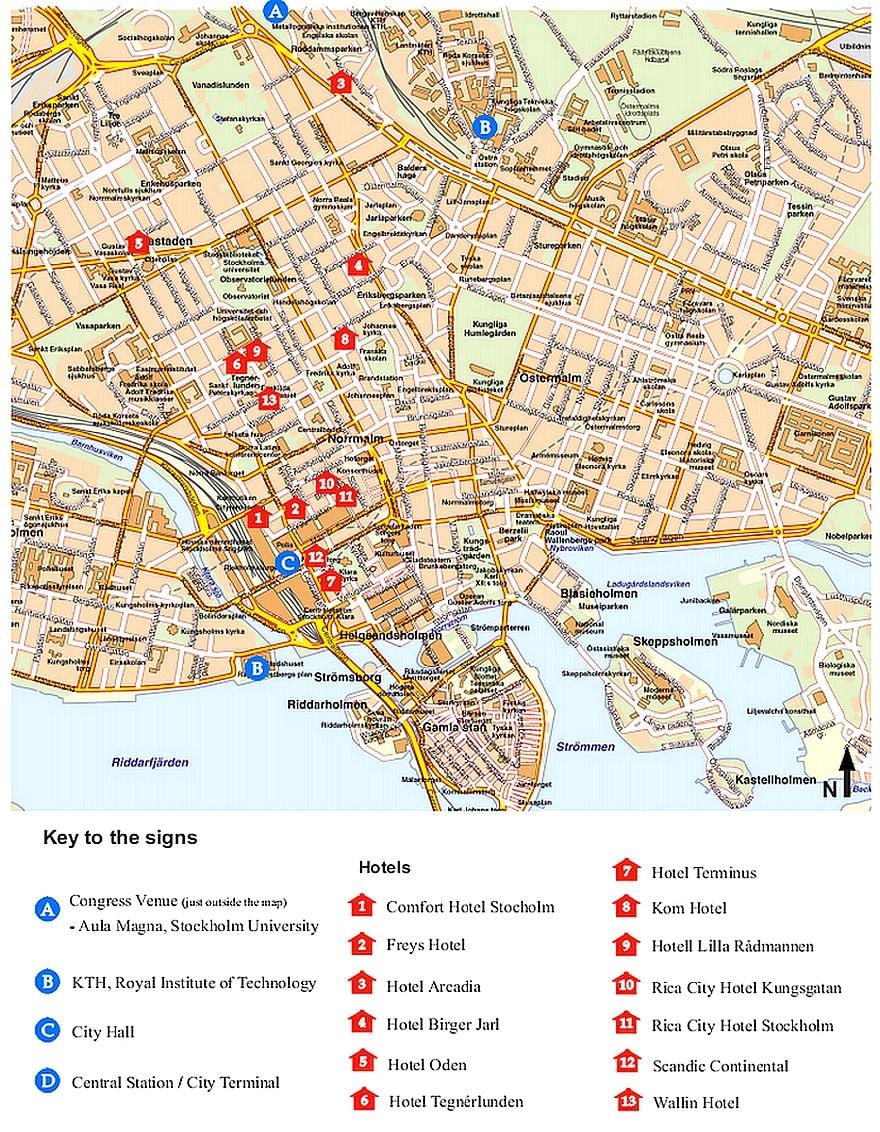 turistická mapa Stockholmu, Švédsko