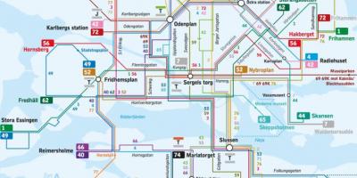 Stockholm autobusových linek mapě
