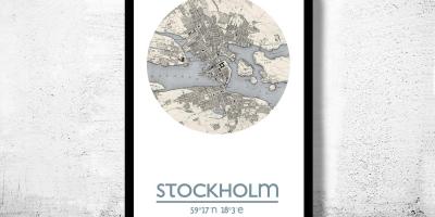 Mapa Stockholmu, mapa, plakát