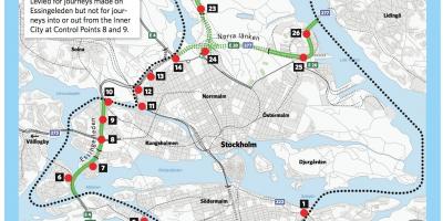 Mapa Stockholmu přetížení poplatek