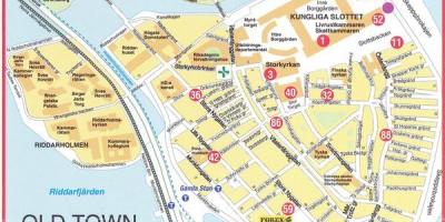 Mapa staré město Stockholm, Švédsko