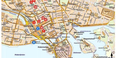 Turistická mapa Stockholmu, Švédsko